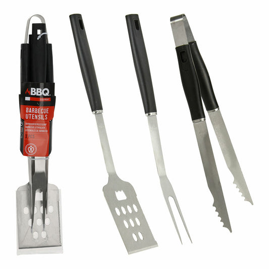 Bigbuy Bbq Barbecue Utensils Black 3 Pieces