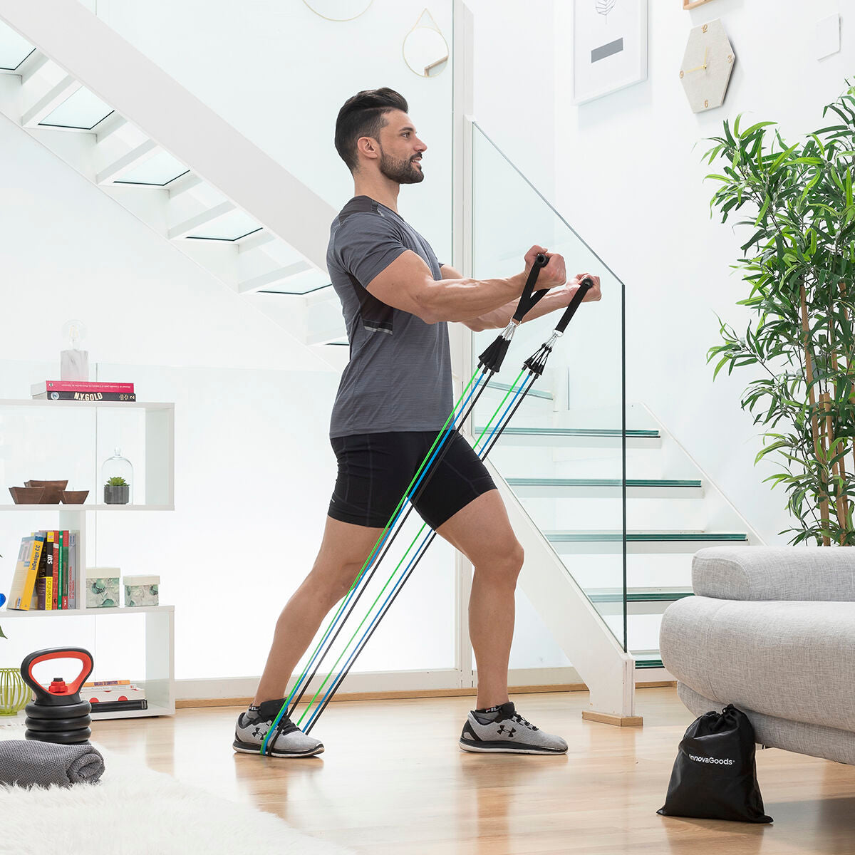 Innovagoods Set Of Resistance Bands With Accessories And Exercise Guide Tribainer Innovagoods 3 Units