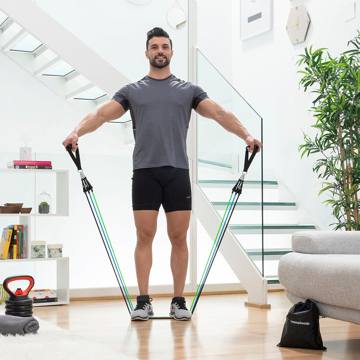 Innovagoods Set Of Resistance Bands With Accessories And Exercise Guide Tribainer Innovagoods 3 Units
